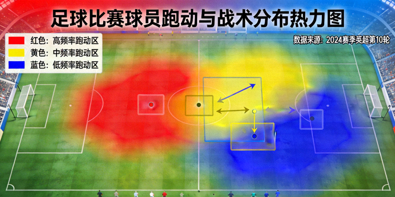足球比赛热力图显示球员跑动与战术分布的大数据分析可视化图表